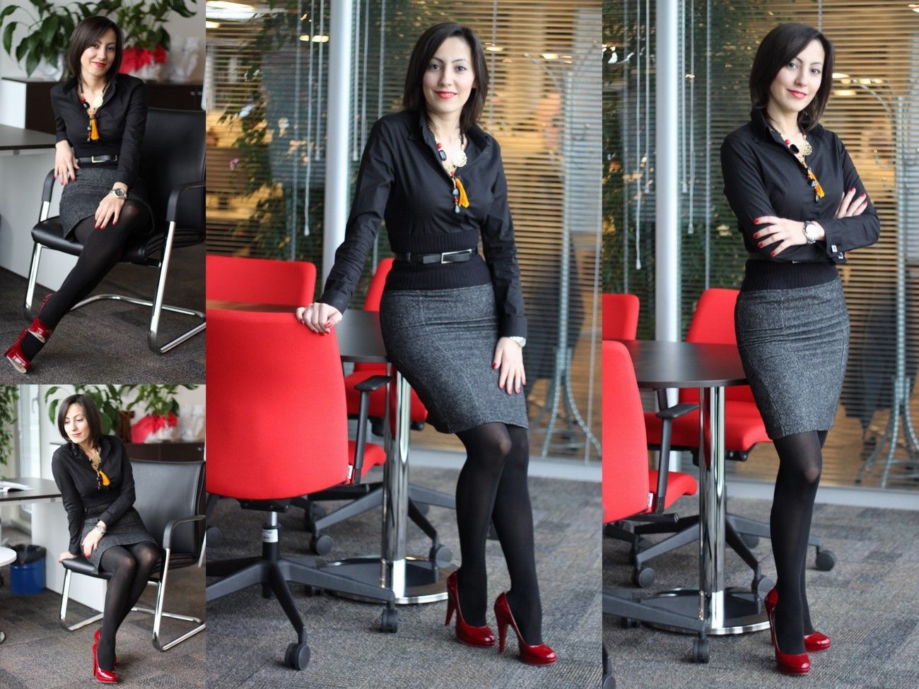 Business women pantyhose high heels