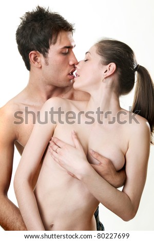 Sexy naked girls kissing boys