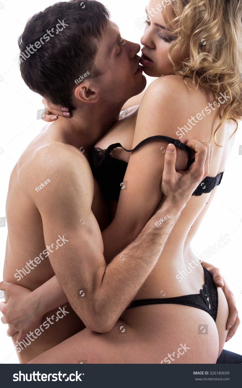 Sexy naked girls kissing boys