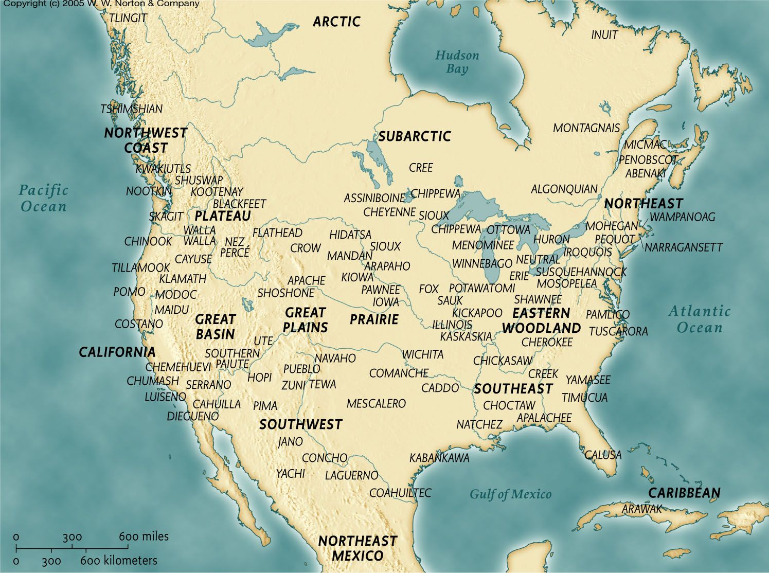 Native american indian tribes map
