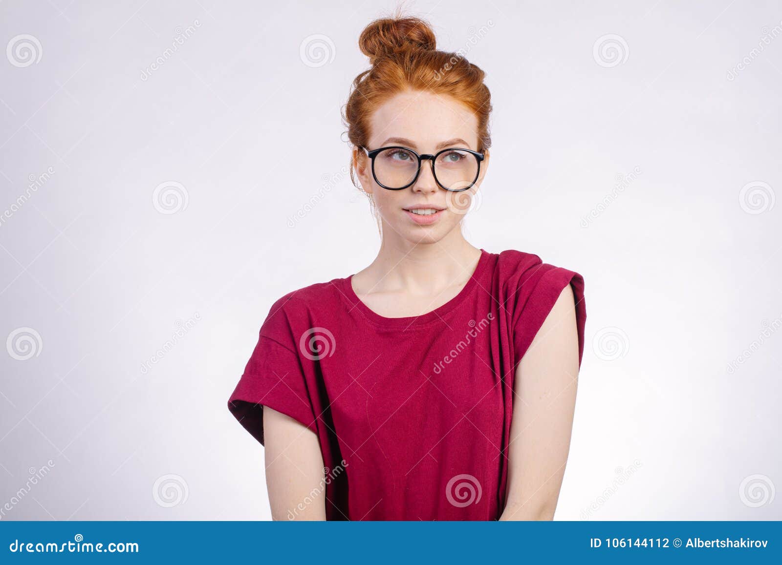 Cute redhead wearing glasses