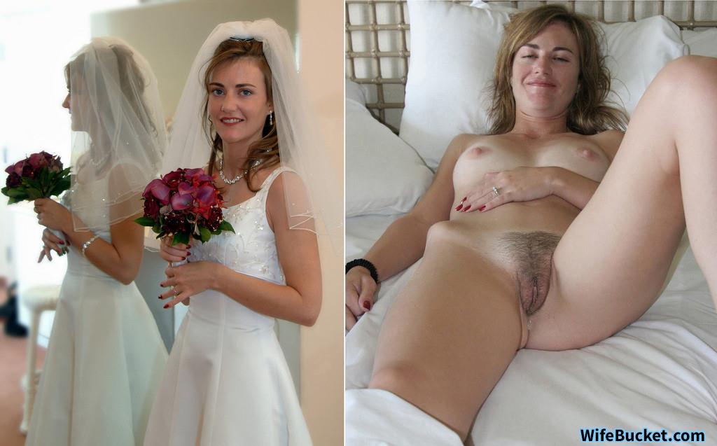 Beautiful amateur getting fucked after wedding bride