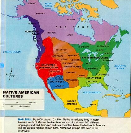 Native american indian tribes map