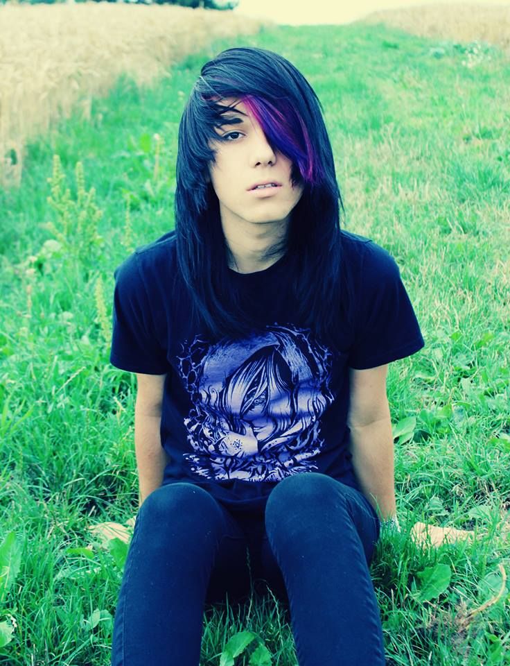 guys with hair long Black emo