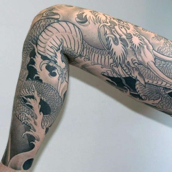 Full leg dragon tattoo