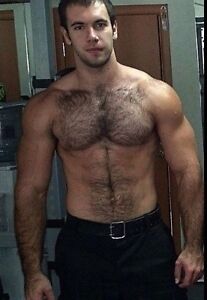 Naked hairy chested muscle men