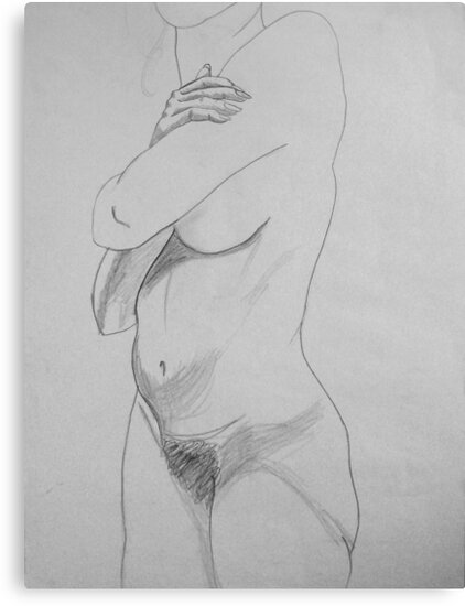Nude girl pencil drawing sketch