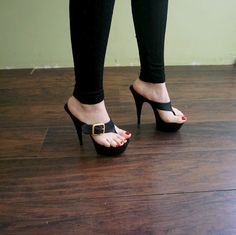 Sexy girls wearing thong high heels