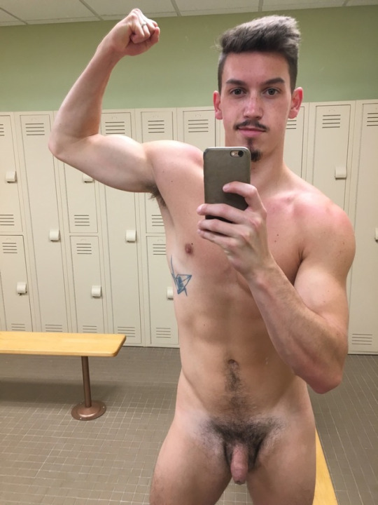 Nude men locker room selfies