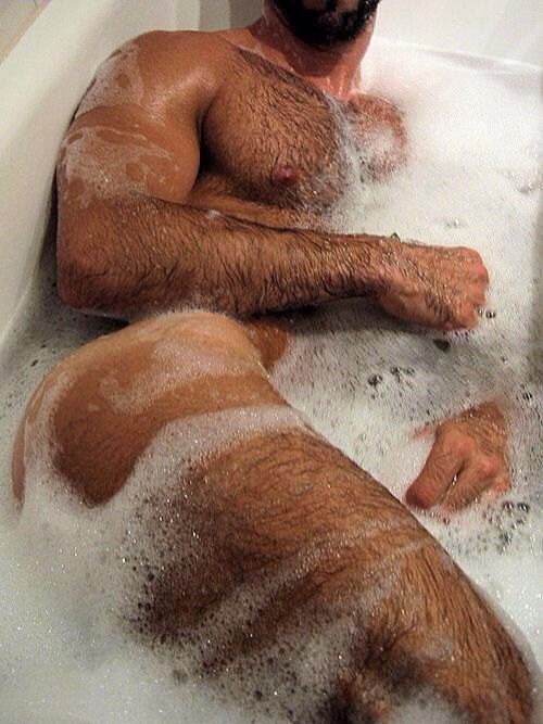 Hairy redhead bath